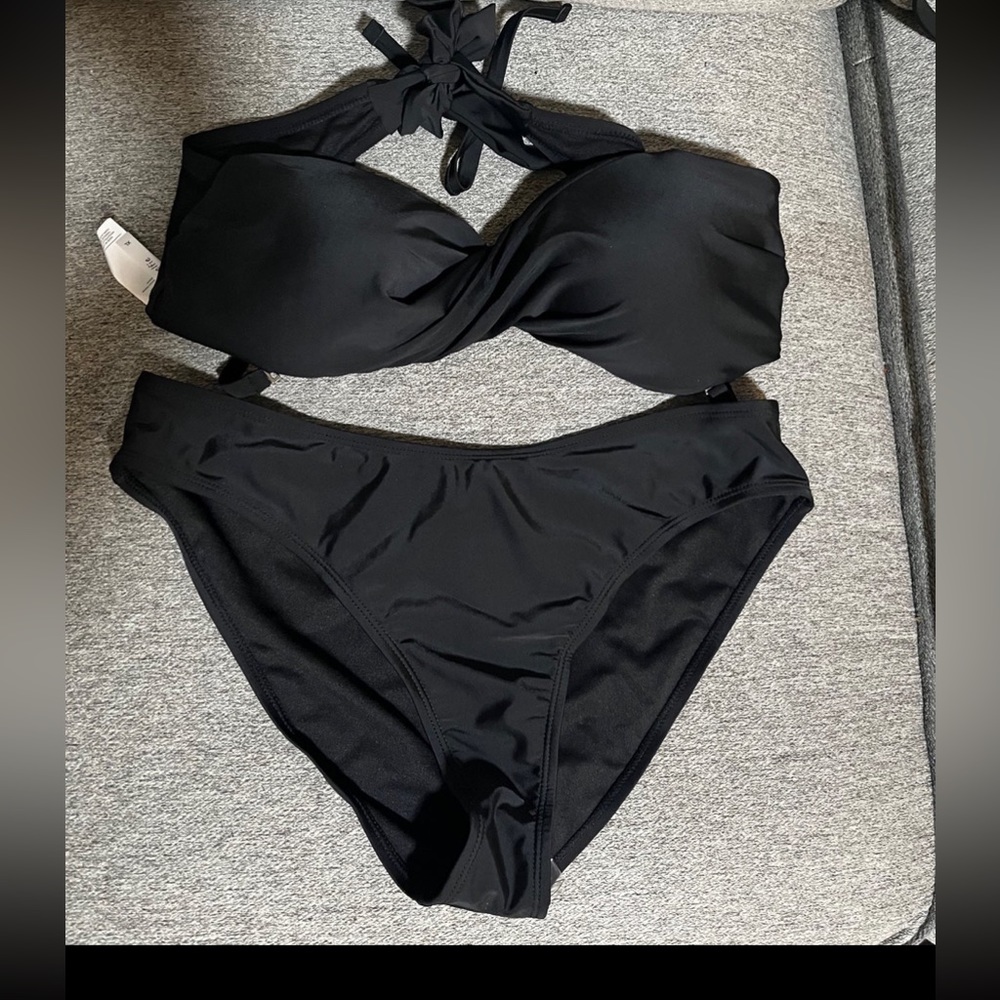 Black two piece swim suite Womens